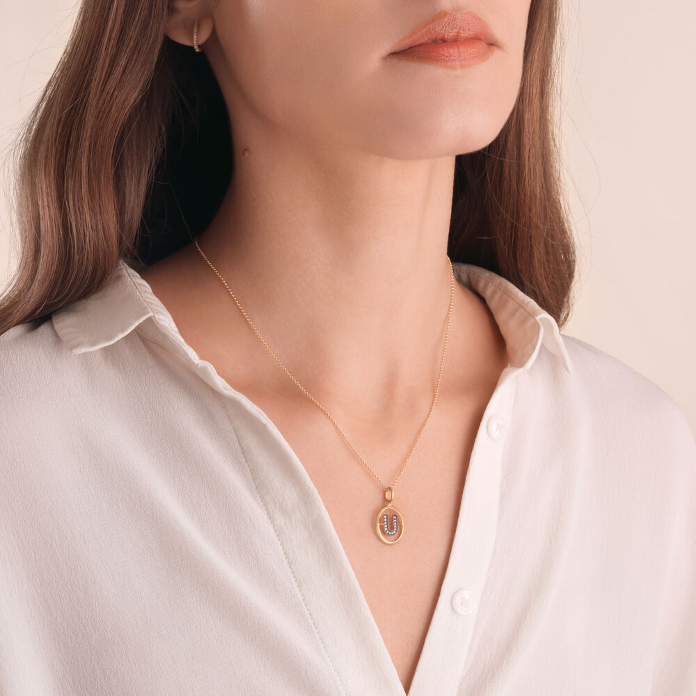 Initials 18ct Yellow Gold Diamond U Necklace | Annoushka jewelley